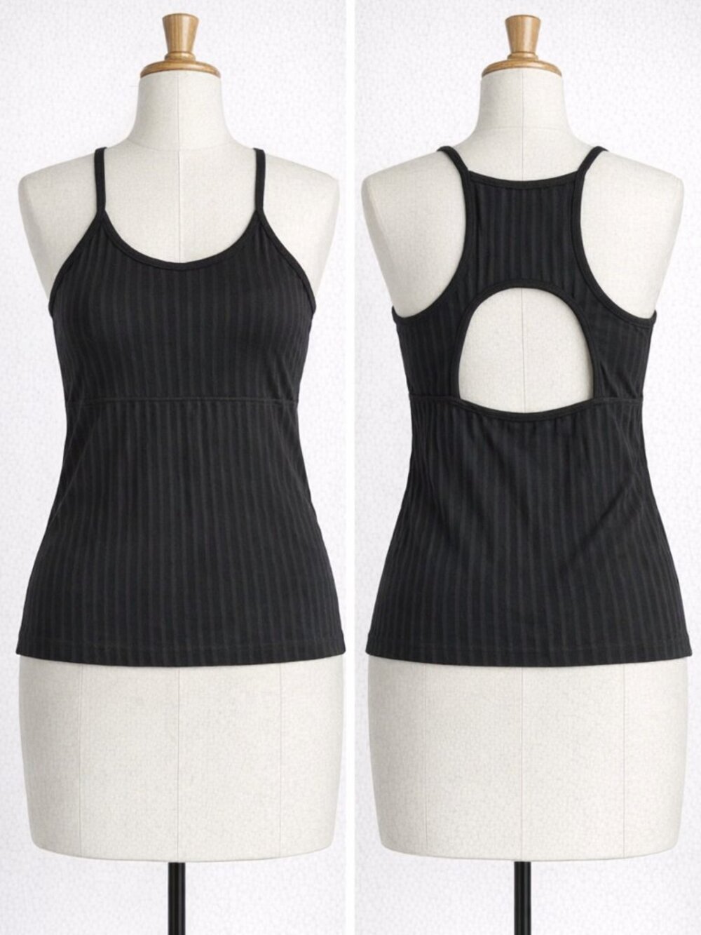 NWOT Chaser Black Ribbed Tank Top Racerback Keyhole Cut-Out Women's Small